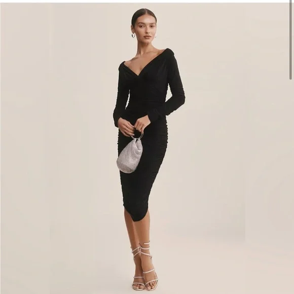 chinese dress ladies Long Sleeve Deep V Ruffle Mini Dress
